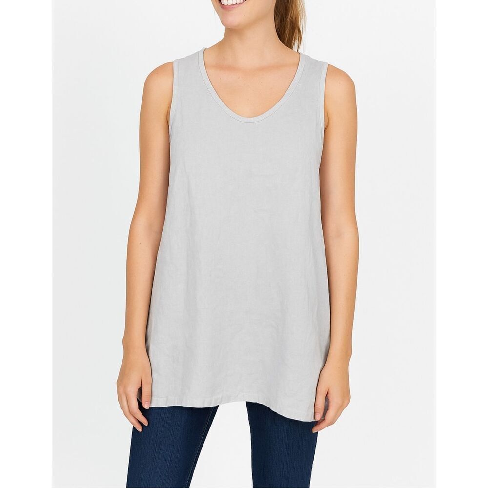 Flax NWOT linen sleeveless grey top size small